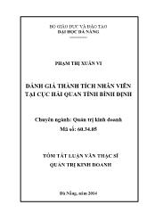 Tóm tắt Luận văn Đánh giá thành tích nhân viên tại Cục hải quan tỉnh Bình Định