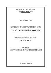 Tóm tắt Luận văn Đánh giá thành tích nhân viên tại Sở Tài chính tỉnh Kon Tum