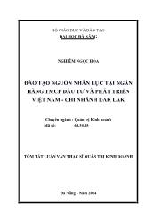 Tóm tắt Luận văn Đào tạo nguồn nhân lực tại Ngân hàng TMCP Đầu tư và Phát triển Việt Nam – Chi nhánh Dak Lak