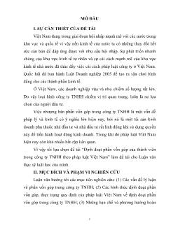 Tóm tắt Luận văn Định đoạt phần vốn góp của thành viên trong công ty TNHH theo pháp luật Việt Nam