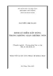 Tóm tắt Luận văn Định lý điểm bất động trong không gian metric nón