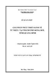 Tóm tắt Luận văn Giải pháp phát triển kinh tế tƣ nhân tại thành phố Đồng Hới, tỉnh Quảng Bình