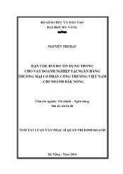 Tóm tắt Luận văn Hạn chế rủi ro tín dụng trong cho vay doanh nghiệp tại ngân hàng thương mại cổ phần công thương Việt Nam – Chi nhánh Đăk Nông