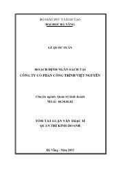 Tóm tắt Luận văn Hoạch định ngân sách tại Công ty cổ phần công trình Việt Nguyên