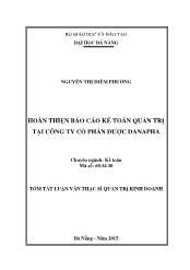 Tóm tắt Luận văn Hoàn thiện Báo cáo kế toán quản trị tại Công ty Cổ Phần Dược Danapha