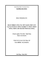 Tóm tắt Luận văn Hoàn thiện công tác huy động tiền gửi tại Ngân hàng Nông nghiệp và Phát triển Nông thôn chi nhánh tỉnh Đăk Nông