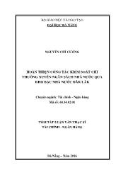 Tóm tắt Luận văn Hoàn thiện công tác kiểm soát chi thường xuyên Ngân sách Nhà nước qua Kho bạc Nhà nước ðăk Lăk