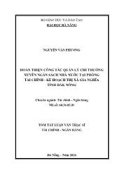 Tóm tắt Luận văn Hoàn thiện công tác quản lý chi thường xuyên ngân sách Nhà nước tại Phòng Tài chính - Kế hoạch thị xã Gia Nghĩa, tỉnh Đắk Nôn