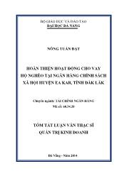 Tóm tắt Luận văn Hoàn thiện hoạt động cho vay hộ nghèo tại Ngân hàng Chính sách xã hội huyện Ea Kar, tỉnh Đăk Lăk