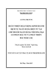 Tóm tắt Luận văn Hoàn thiện hoạt động kinh doanh dịch vụ ngân hàng điện tử tại chi nhánh ngân hàng thương mại cổ phần đầu tư và phát triển Bắc Đắk Lắk