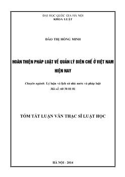 Tóm tắt Luận văn Hoàn thiện pháp luật về quản lý biên chế ở Việt Nam hiện nay