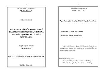 Tóm tắt Luận văn Hoàn thiện tổ chức thông tin kế toán trong Chu trình Bán hàng và thu tiền tại Công ty Cổ phần PYMEPHARCO