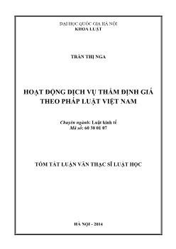 Tóm tắt Luận văn Hoạt động dịch vụ thẩm định giá theo pháp luật Việt Nam