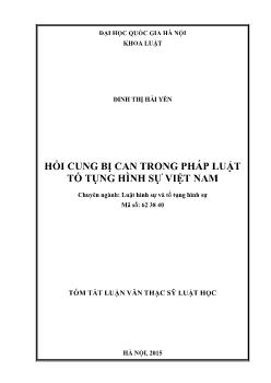 Tóm tắt Luận văn Hỏi cung bị can trong pháp luật tố tụng hình sự Việt Nam