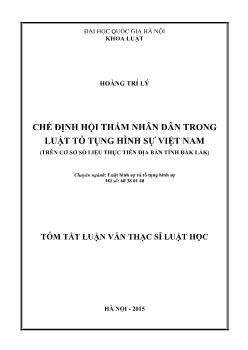 Tóm tắt Luận văn Hội thẩm nhân dân trong pháp luật tố tụng hình sự Việt Nam và thực tiển trên địa bàn tỉnh Đắk Lắk