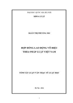 Tóm tắt Luận văn Hợp đồng lao động vô hiệu theo pháp luật Việt Nam