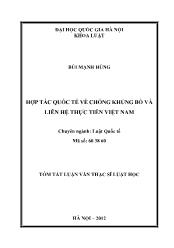 Tóm tắt Luận văn Hợp tác quốc tế về chống khủng bố và liên hệ thực tiễn Việt Nam