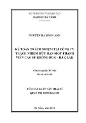 Tóm tắt Luận văn Kế toán trách nhiệm tại công ty trách nhiệm hữu hạn một thành viên cao su Krông Buk – Đăk Lăk