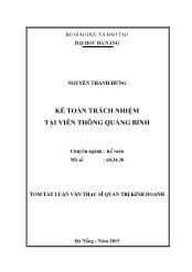 Tóm tắt Luận văn Kế toán trách nhiệm tại viễn thông Quảng Bình