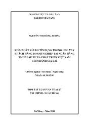 Tóm tắt Luận văn Kiểm soát rủi ro tín dụng trong cho vay khách hàng doanh nghiệp tại ngân hàng tmcp ðầu tư và phát triển Việt Nam chi nhánh Gia Lai