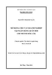 Tóm tắt Luận văn Mở rộng cho vay doanh nghiệp tại ngân hàng Thương mại cổ phần Quân Đội chi nhánh Đăk Lăk