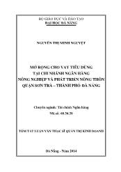 Tóm tắt Luận văn Mở rộng cho vay tiêu dùng tại chi nhánh ngân hàng nông nghiệp và phát triển nông thôn quận Sơn Trà – thành phố Đà Nẵng