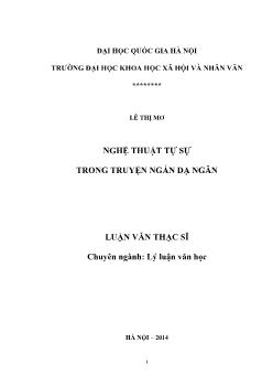 Tóm tắt Luận văn Nghệ thuật tự sự trong truyện ngắn Dạ Ngân