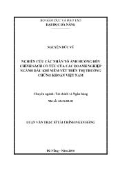 Tóm tắt Luận văn Nghiên cứu các nhân tố ảnh hưởng đến chính sách cổ tức của các doanh nghiệp ngành dầu khí niêm yết trên thị trường chứng khoán Việt Nam