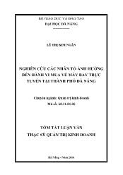 Tóm tắt Luận văn Nghiên cứu các nhân tố ảnh hưởng đến hành vi mua vé máy bay trực tuyến tại thành phố Đà Nẵng