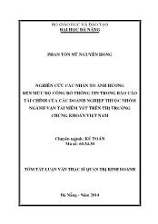 Tóm tắt Luận văn Nghiên cứu các nhân tố ảnh hưởng đến mức độ công bố thông tin trong Báo cáo tài chính của các doanh nghiệp thuộc nhóm ngành vận tải niêm yết trên thị trường chứng khoán Việt Nam