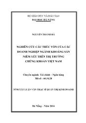 Tóm tắt Luận văn Nghiên cứu cấu trúc vốn của các doanh nghiệp ngành khoáng sản niêm yết trên thị trường chứng khoán Việt Nam