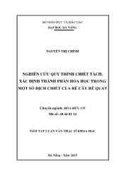 Tóm tắt Luận văn Nghiên cứu chiết tách và xác định thành phần hóa học một số dịch chiết rễ cây rẻ quạt