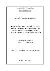 Tóm tắt Luận văn Nghiên cứu chiết tách và xác định thành phần hóa học trong một số dịch chiết của chuối hột rừng (Musa Acuminata Colla) ở Tây Nguyên