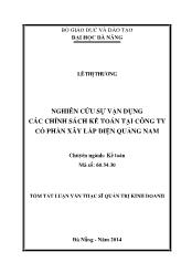 Tóm tắt Luận văn Nghiên cứu sự vận dụng các chính sách kế toán tại Công ty cổ phần xây lắp điện Quảng Nam