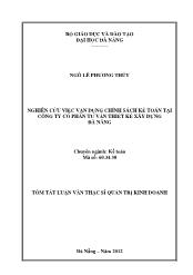 Tóm tắt Luận văn Nghiên cứu việc vận dụng chính sách kế toán tại công ty cổ phần tư vấn thiết kế xây dựng Đà Nẵng