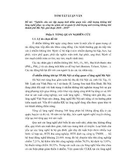 Tóm tắt Luận văn Nghiên cứu xác lập mạng lưới điểm quan trắc chất lượng không khí làng nghề phục vụ công tác giám sát và quản lý chất lượng môi trường không khí thành phố Hà Nội, giai đoạn 2010 - 2030