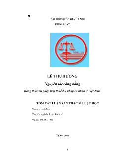 Tóm tắt Luận văn Nguyên tắc công bằng trong thực thi pháp luật thuế thu nhập cá nhân ở Việt Nam