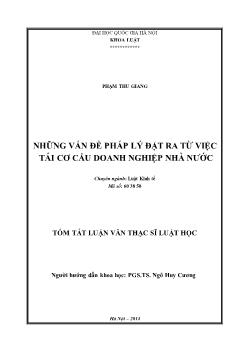 Tóm tắt Luận văn Những vấn đề pháp lý đặt ra từ việc tái cơ cấu doanh nghiệp nhà nước