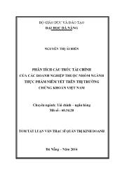 Tóm tắt Luận văn Phân tích cấu trúc tài chính của các doanh nghiệp thuộc nhóm ngành thực phẩm niêm yết trên thị trường chứng khoán Việt Nam