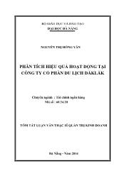 Tóm tắt Luận văn Phân tích hiệu quả hoạt động tại Công ty Cổ phần du lịch ĐăkLăk