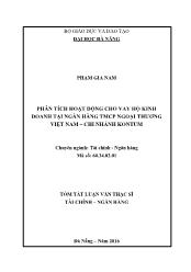 Tóm tắt Luận văn Phân tích hoạt động cho vay hộ kinh doanh tại Ngân hàng TMCP Ngoại thƣơng – Chi nhánh Kontum