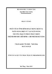 Tóm tắt Luận văn Phân tích tình hình hoạt động dịch vụ ngân hàng điện tử tại ngân hàng thương mại cổ phần phát triển thành phố Hồ Chí Minh- Chi nhánh Đà Nẵng