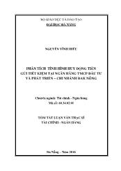 Tóm tắt Luận văn Phân tích tình hình huy động tiền gửi tiết kiệm tại Ngân hàng TMCP đầu tư và Phát triển – Chi nhánh Đăk Nông