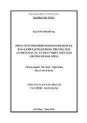 Tóm tắt Luận văn Phân tích tình hình kinh doanh dịch vụ bảo lãnh tại ngân hàng thương mại cổ phần đầu tư và phát triển Việt Nam chi nhánh Ðắk Nông