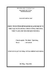 Tóm tắt Luận văn Phân tích tình hình kinh doanh dịch vụ thẻ tại Ngân hàng TMCP Công Thương Việt Nam Chi nhánh Khánh Hòa