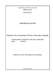 Tóm tắt Luận văn Pháp luật về bảo vệ môi trường ở Việt Nam - Thực trạng và giải pháp