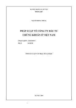 Tóm tắt Luận văn Pháp luật về công ty đầu tư chứng khoán ở Việt Nam