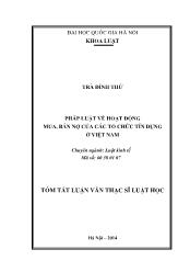 Tóm tắt Luận văn Pháp luật về hoạt động mua, bán nợ của các tổ chức tín dụng ở Việt Nam