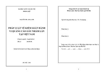 Tóm tắt Luận văn Pháp luật về kiểm soát hành vi quảng cáo gây nhầm lẫn tại Việt Nam