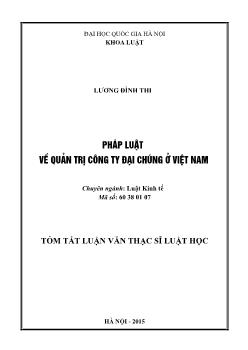 Tóm tắt Luận văn Pháp luật về quản trị công ty đại chúng ở Việt Nam